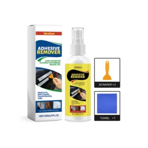 Jakehoe Adhesive Remover Spray and Scraper Kit for removing stickers, tape residue, and grease from car surfaces and more.